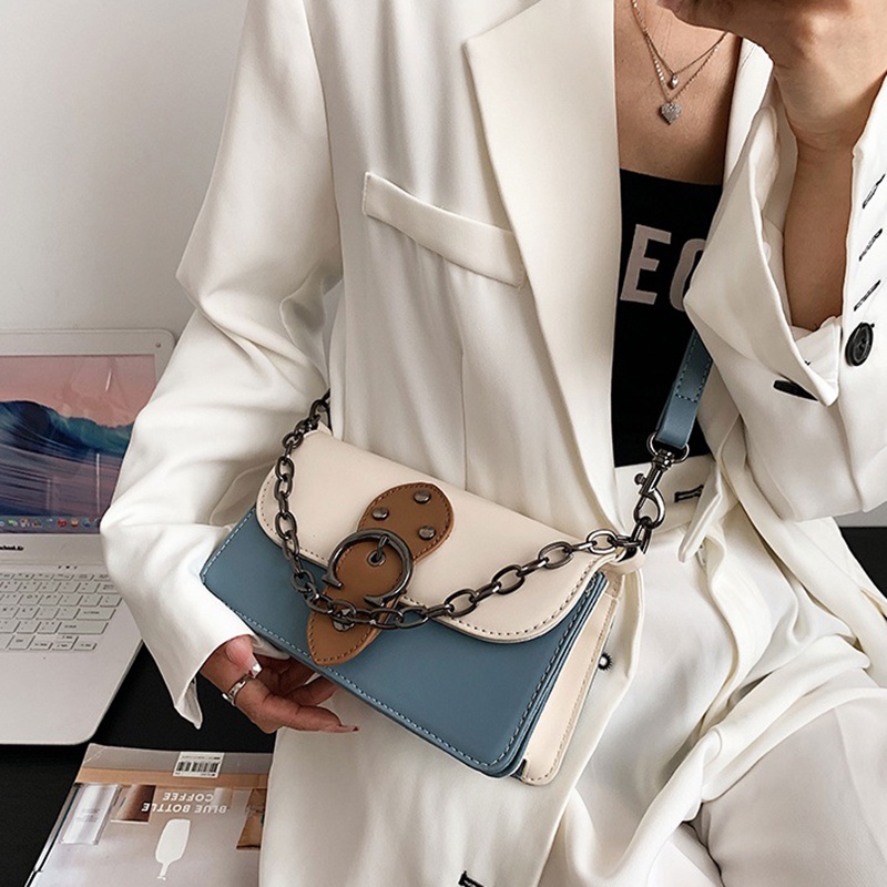 Túi Xách Dáng Vuông Nhỏ Màu Sắc Tương Phản Thời Trang Cao Cấp Cho Nữ