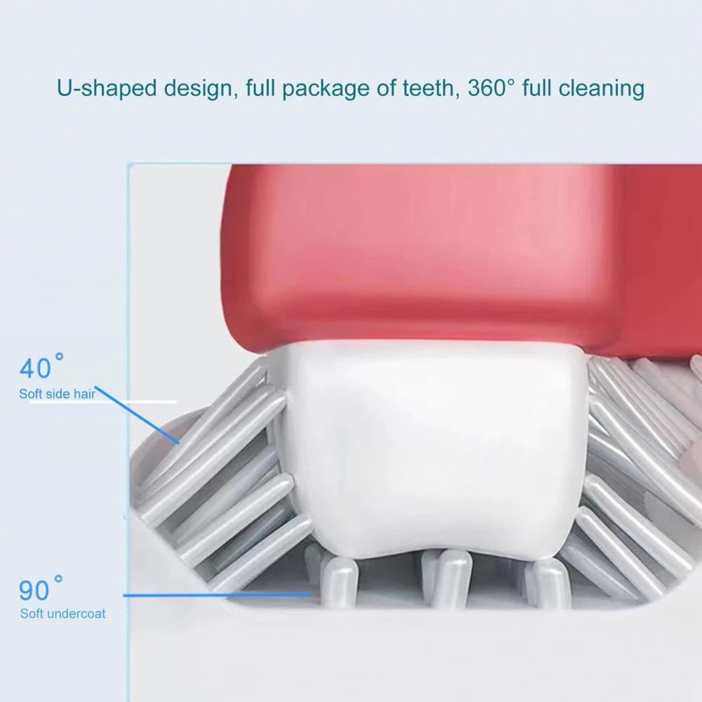 Bàn chải đánh răng bằng silicon PP mềm hình chữ U xoay 360 độ cho bé từ 2-12 tuổi