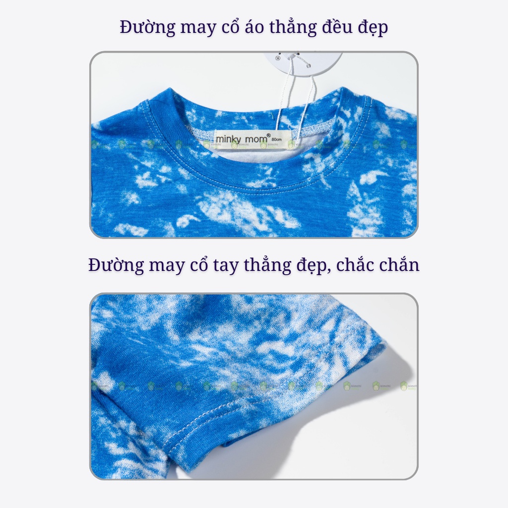 Đồ Bộ Bé Gái, Bé Trai Minky Mom Vải Thun Lạnh Hoạ Tiết Loang Tye Dye Trơn, Bộ Cộc Tay Mặc Nhà Cho Bé MKM2235