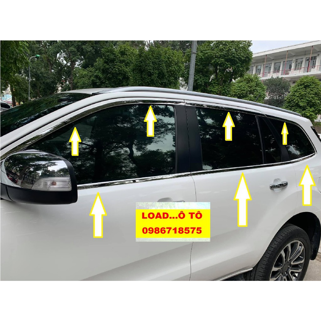 Bộ Nẹp chân kính, Cong Kính Xe Ford Everest 2022-2018 Mẫu Inox Cao Cấp Sáng Bóng