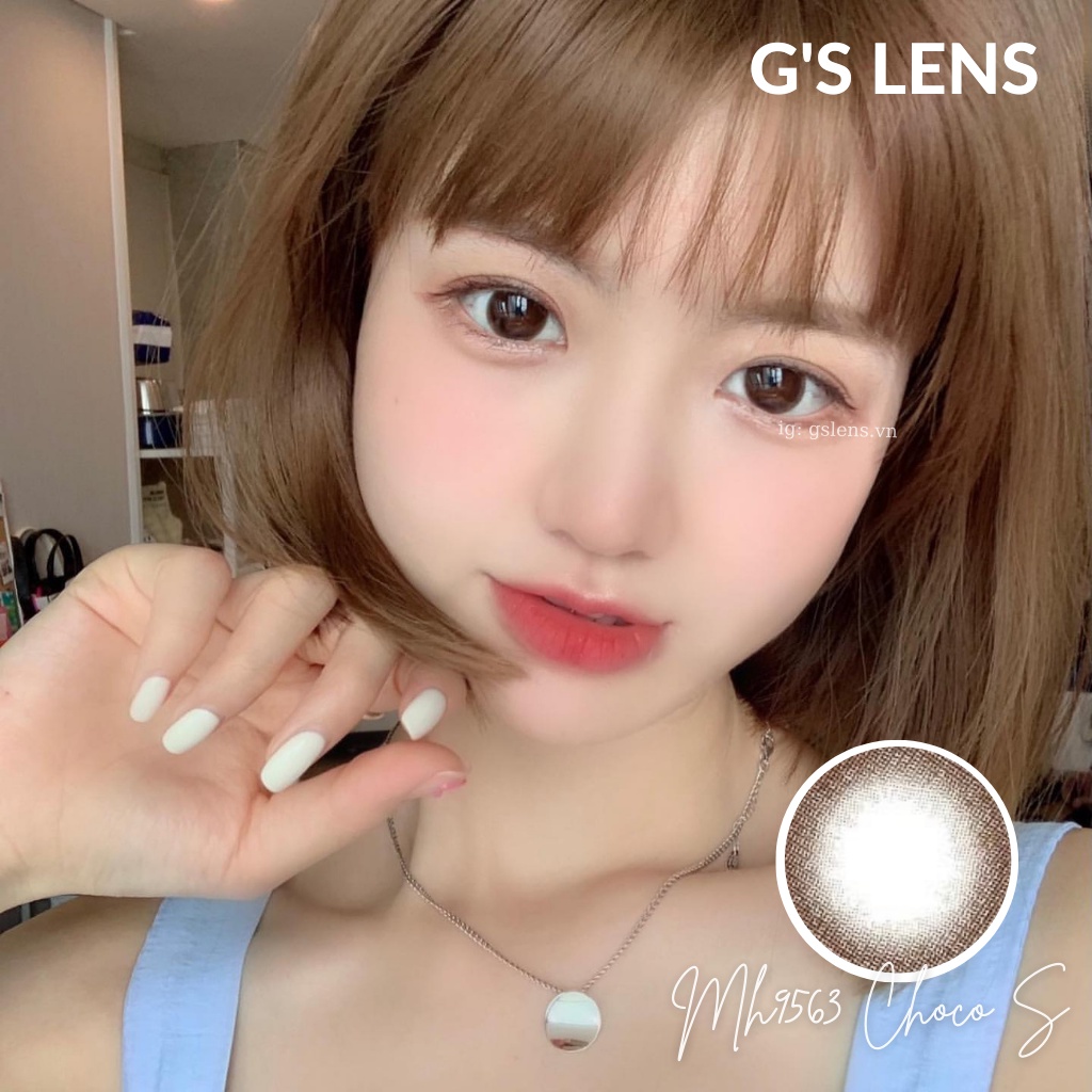 Lens Mắt Kính Áp Tròng Nâu Choco Giãn Nhẹ Size S 14.2mm Có 0 Đến 6 Độ Cận Mh9563 Choco