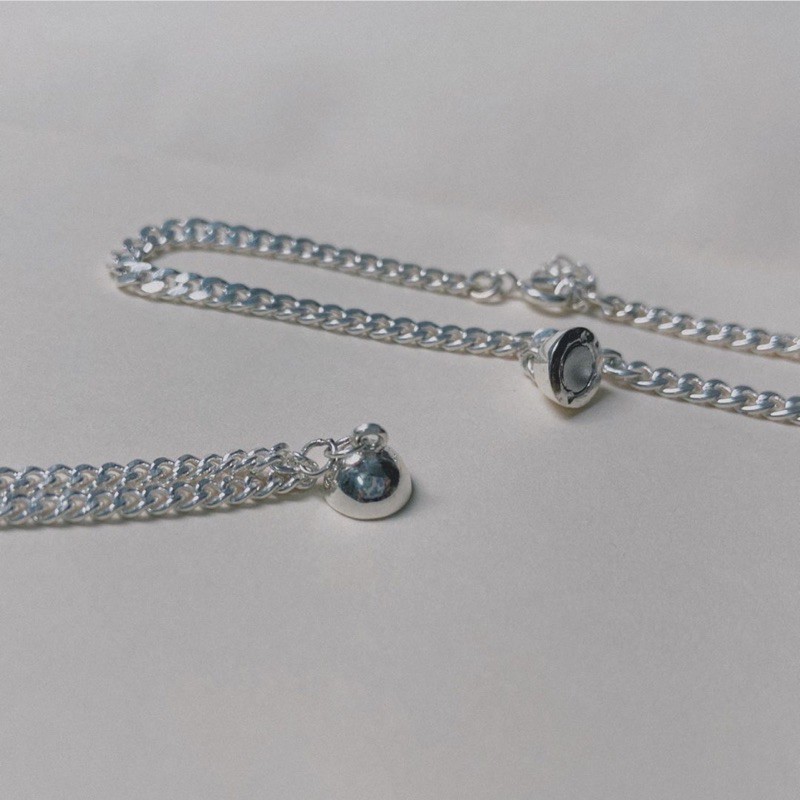 Lắc tay bạc cặp đôi nam châm, Vòng tay đeo đôi bạc 925 DUYSON SILVER [LTKX16]
