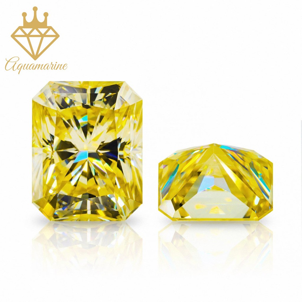 Kim cương nhân tạo Moissanite Radiant vàng vivid