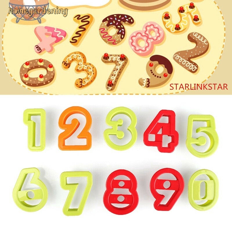 10pcs Number Biscuit Pastry Cookie Cutter Fondant Cake Decor Mold