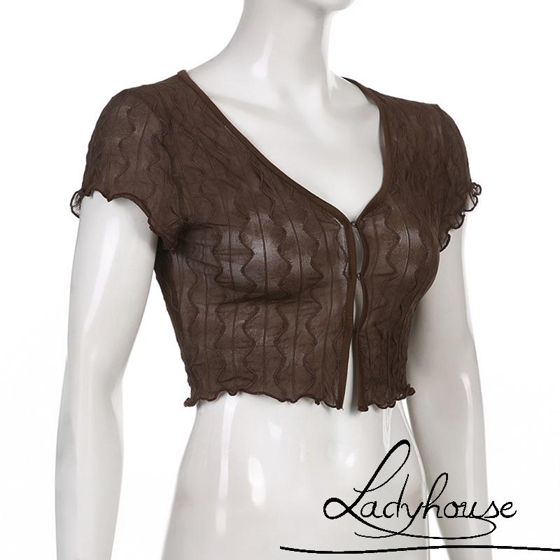 Áo Thun Tay Ngắn Cổ Chữ V Màu Trơn Thời Trang Dành Cho Nữ