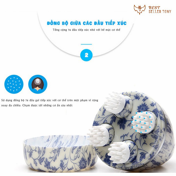 Máy massage cầm tay 4 đầu xoay Dragon White cao cấp - Best Seller Tony