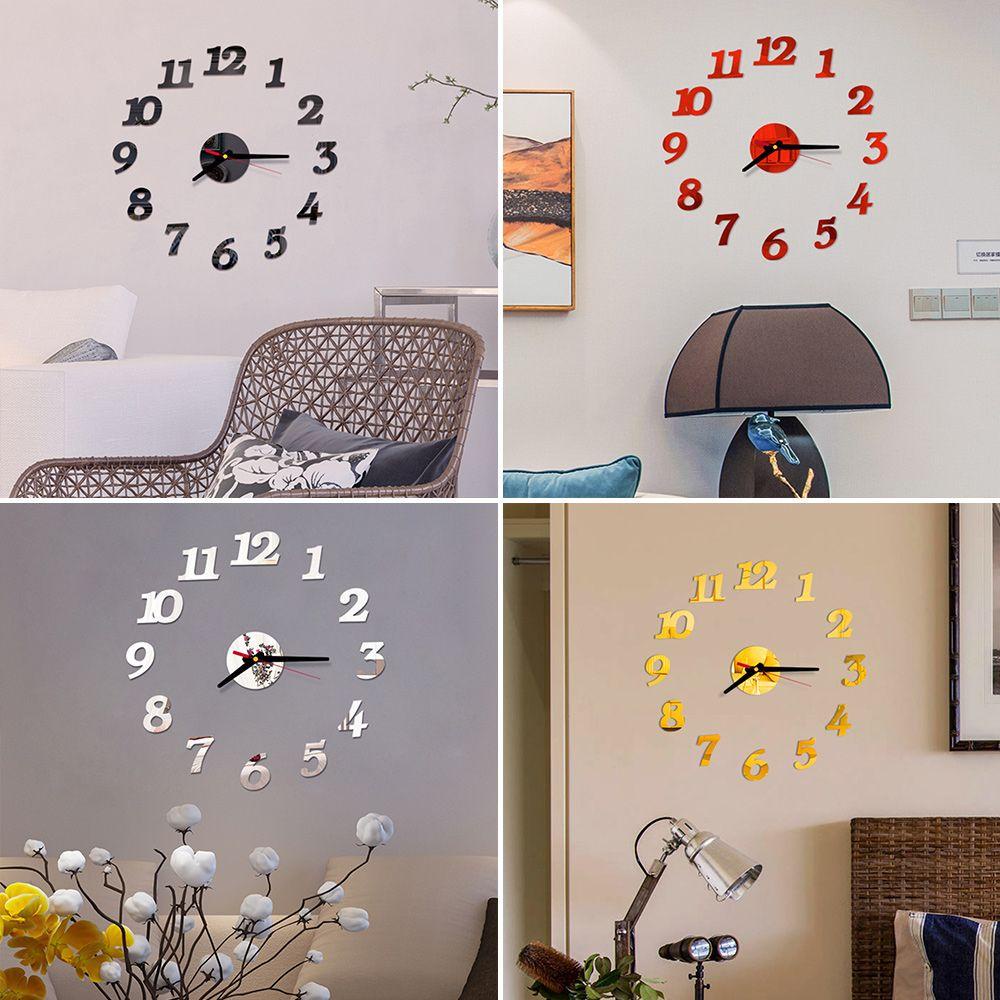 Đồng Hồ Dán Tường Tự Dính Kiểu Dáng Hiện Đại 3D Không Gây Tiếng Ồ
