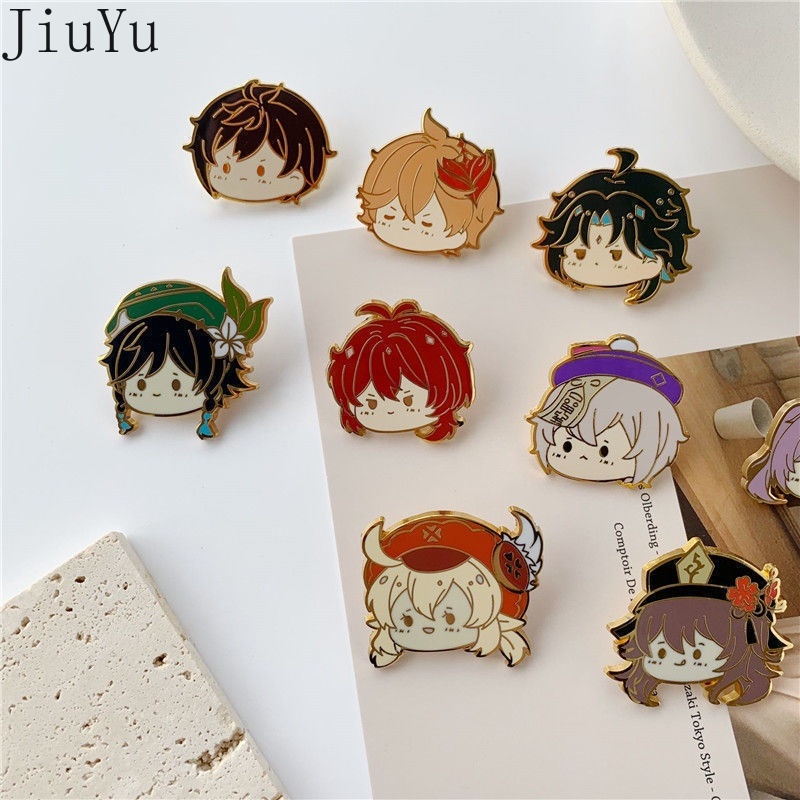 Huy Hiệu Cài Áo Tráng Men Nhân Vật Hoạt Hình Genshin Va Chạm Tinh Tế Keqing Xiao Zhongli Klee Hutao Qiqi Ganyu Mini