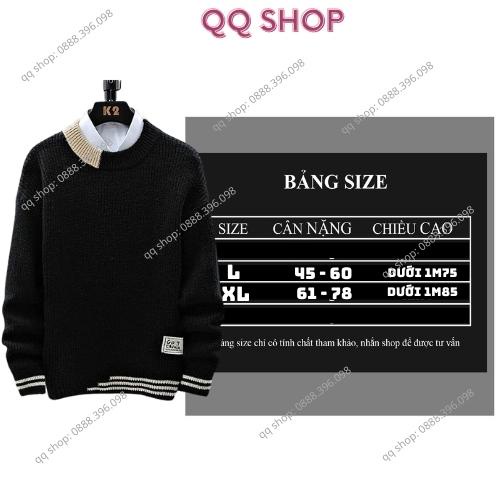 Áo len nam cao cấp dài tay vá gấu cá tính phối màu trẻ trung thời trang hàn quốc QQ SHOP