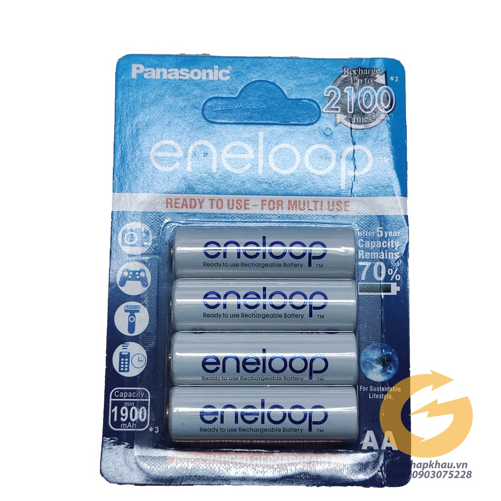 Pin sạc AA Panasonic Eneloop 1900mAh 1.2V sạc đầy 1.5v Hàng Japan Xuất Châu Âu