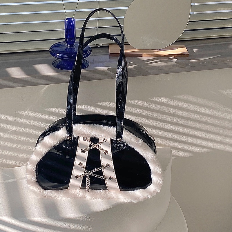 (Có sẵn) Túi da bóng phong cách retro Pháp đeo vai sang chảnh