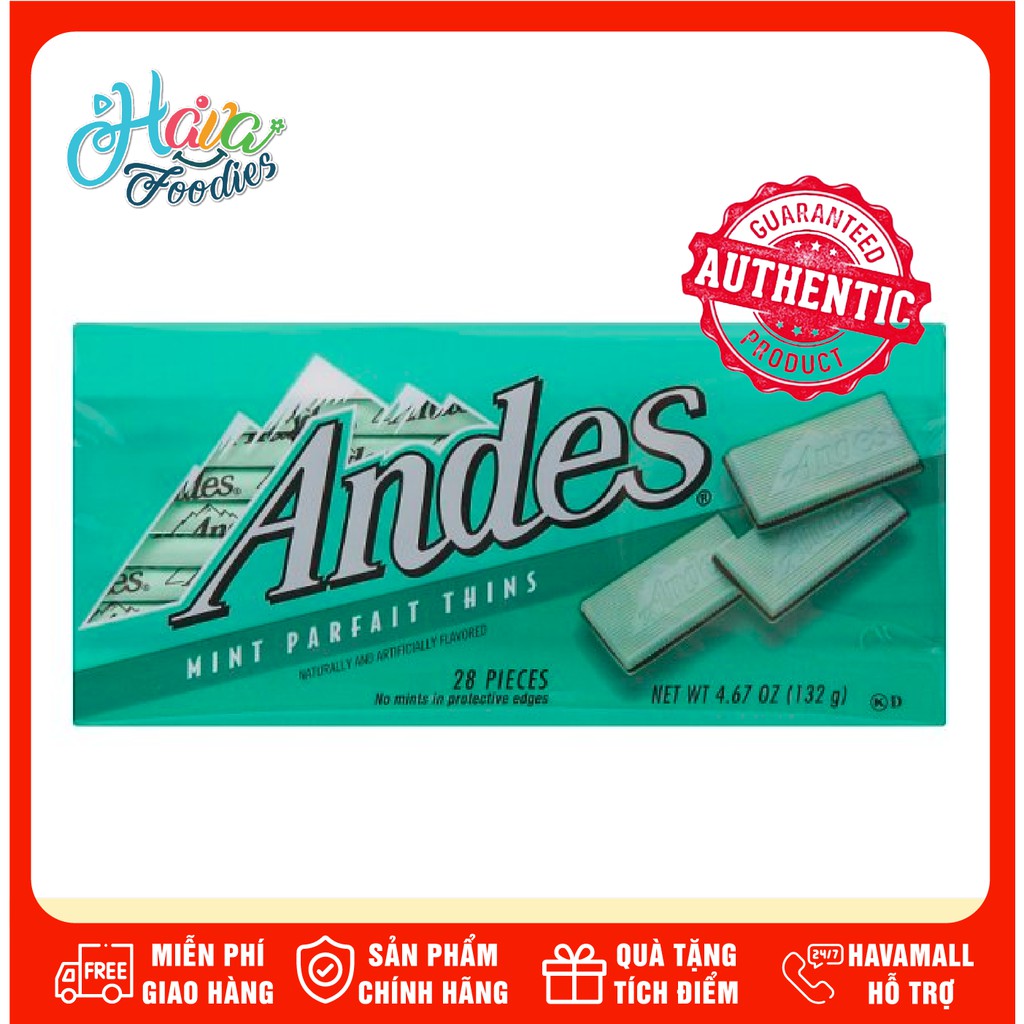 [DATE MỚI NHẤT] Kẹo Andes Bạc Hà Sữa Nhân Sôcôla 132gr