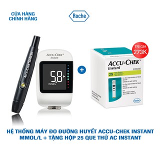 Hệ thống máy đo đường huyết Accu-Chek Instant mmol/L + Tặng Hộp 25 que thử AC Instant