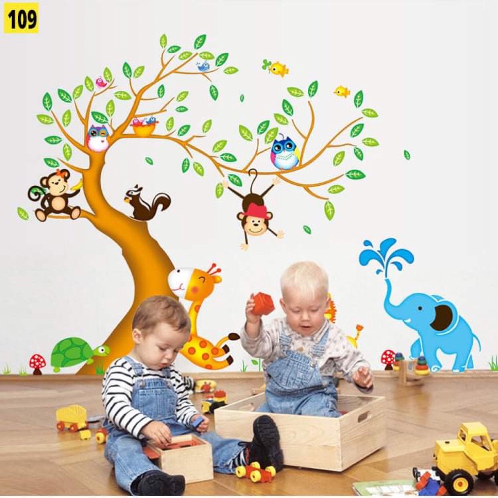 Decal Dán Tường Hình Các Con Vật Dán Tường Cho Bé . Đề Can Dán Tường Trang Trí Phòng Ngủ, Phòng Học Cho Bé.