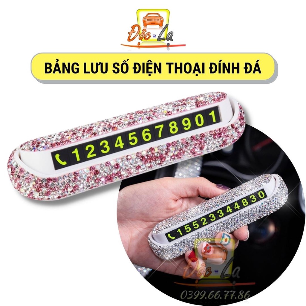 Bảng Gắn Số Điện Thoại Trên Taplo Ô Tô Đính Đá Cao Cấp nhiều màu
