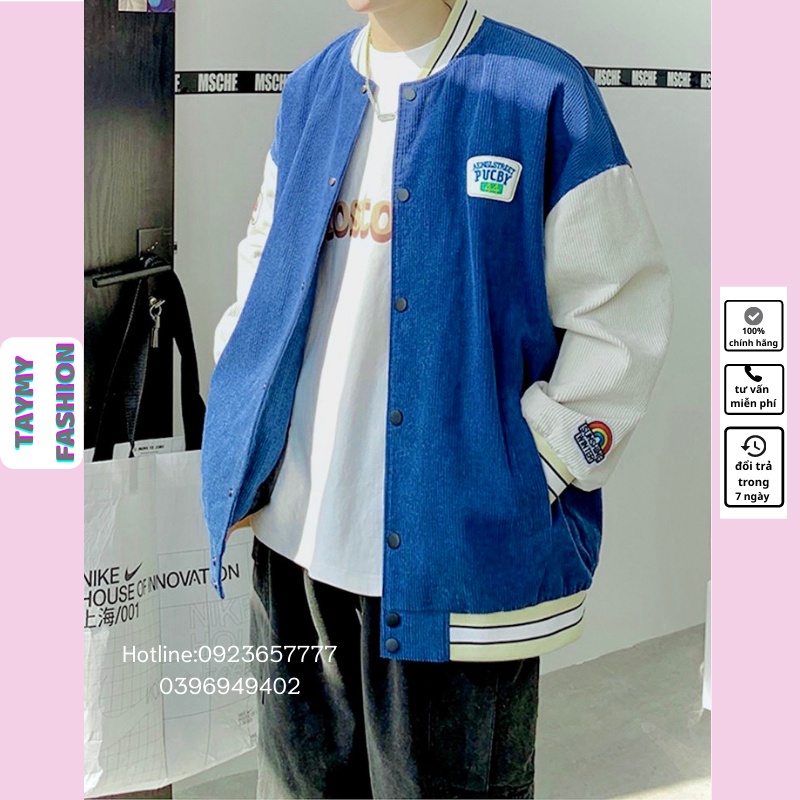 Áo khoác Varsity jacket nam nữ áo khoác bomber hàng cao cấp chất nhung dày dặn thêu hình nổi mã TM158 TAYMY_FASHION