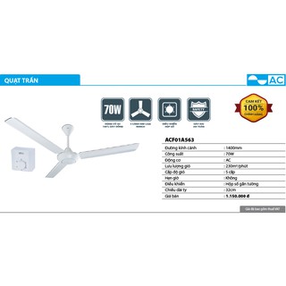 Quạt trần 3 cánh acf01a563 hàng chính hãng ac