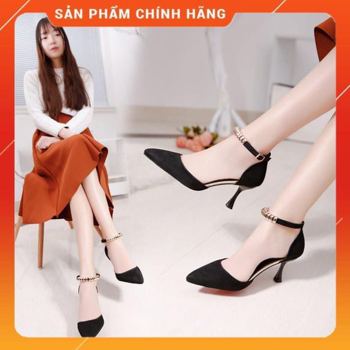 Giày Cao Gót A14 🌺 da lộn/ gót nhọn/ quai cổ chân tinh tế/ giày cao 6.5 Cm/ mẫu Hàn Quốc mới nhất -k9
