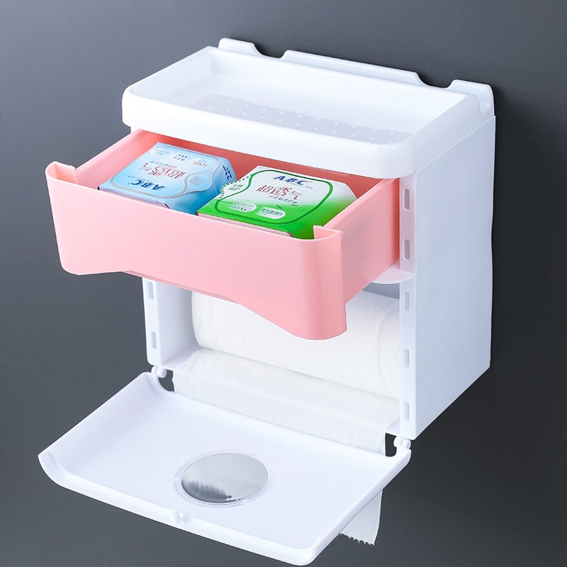 Hộp Đựng Khăn Giấy Cuộn Gắn Tường Nhà Vệ Sinh Không Đục Lỗ Chống Thấm Nước
