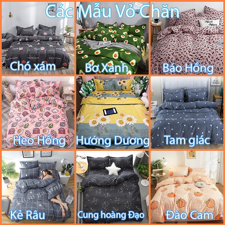 [Rẻ Vô Địch Sét 5 Món Vỏ Chăn Cotton Poly Mẫu Đào Cam