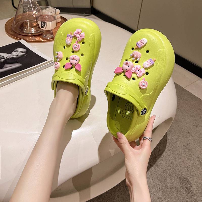 Dép Sandal Đế Dày Thiết Kế Đục Lỗ Dễ Thương Thời Trang Đi Biển