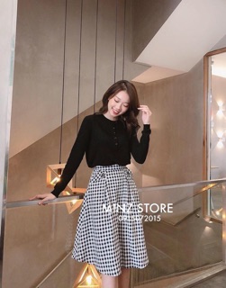 Áo cotton len cổ tàu cài khuy