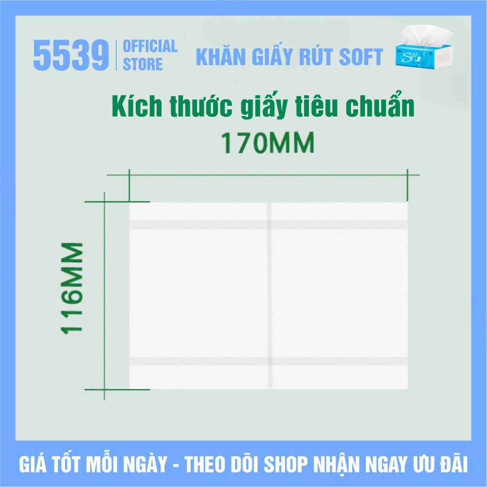 Khăn giấy rút ⚡️ FREESHIP ⚡️ Combo 6 gói khăn giấy rút 4 lớp Soft siêu dai, trắng mịn 220 tờ 1 gói - Shop 5539