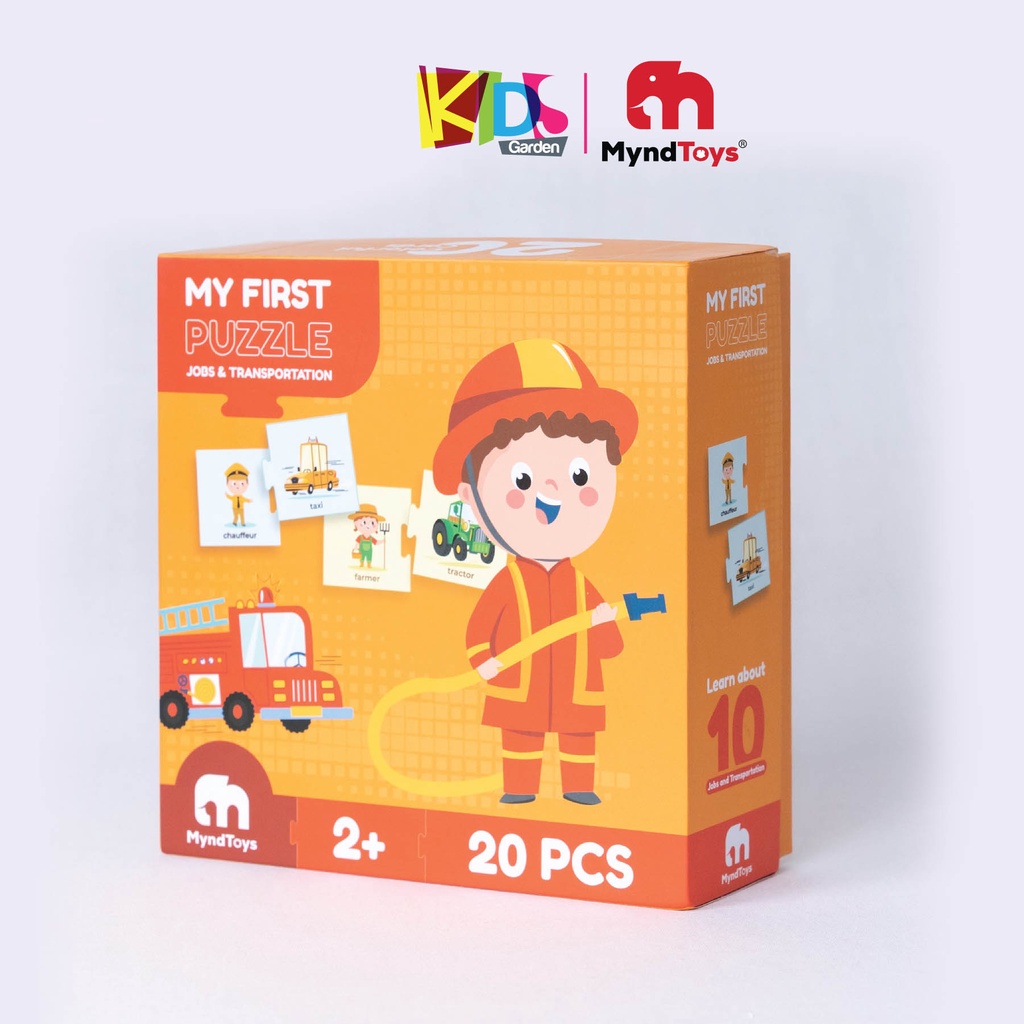 Đồ chơi xếp hình cho bé bộ ghép hình MYNDTOYS  20 mảnh với chủ nghề nghiệp và phương tiện cho trẻ từ 2 tuổi MT02-MFJobs