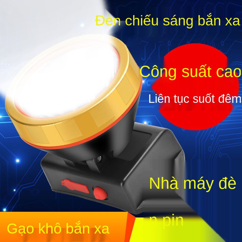 đèn pha chiếu sáng mạnh có thể sạc lại LED siêu tầm xa ngoài trời gắn đầu câu cá đêm pin chống nước thợ mỏ