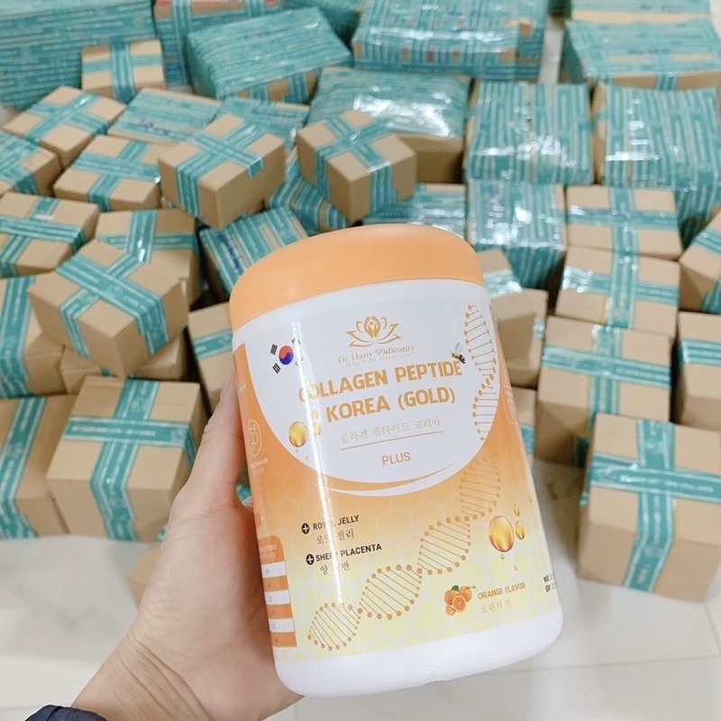 Collagen thủy phân peptide Korea Gold - Collagen thủy phân peptide plus hộp màu cam 30 gói