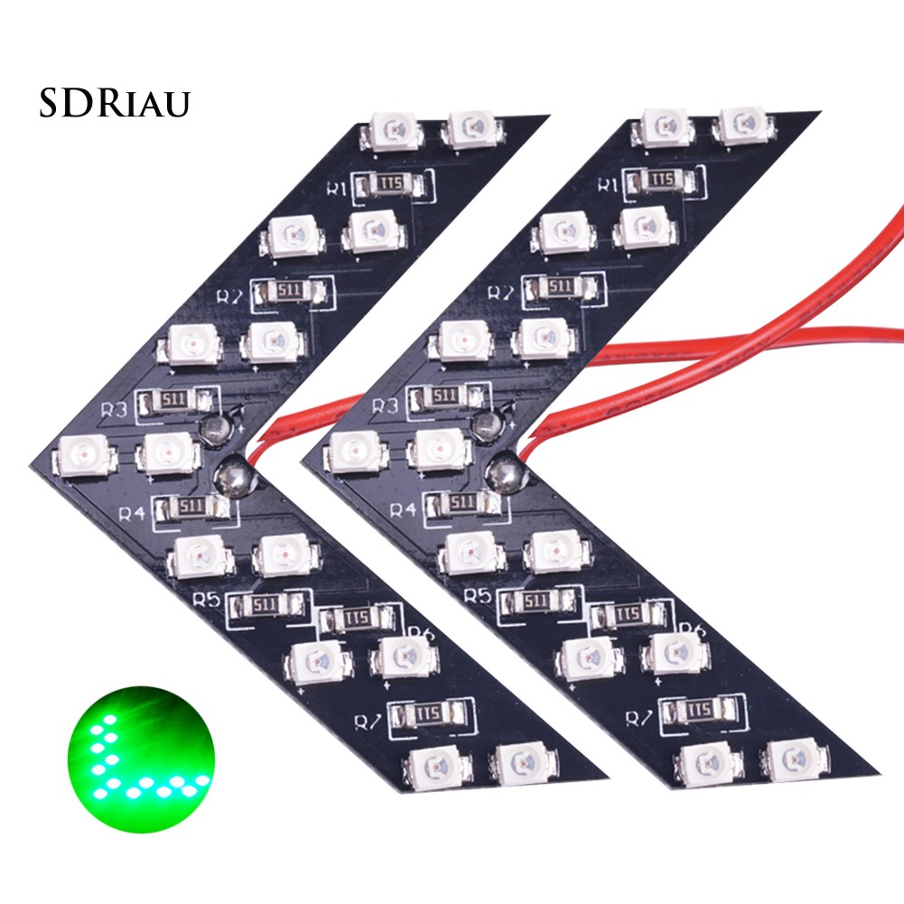 2 Đèn Led 14 Smd Hình Mũi Tên Gắn Kính Chiếu Hậu Xe Hơi