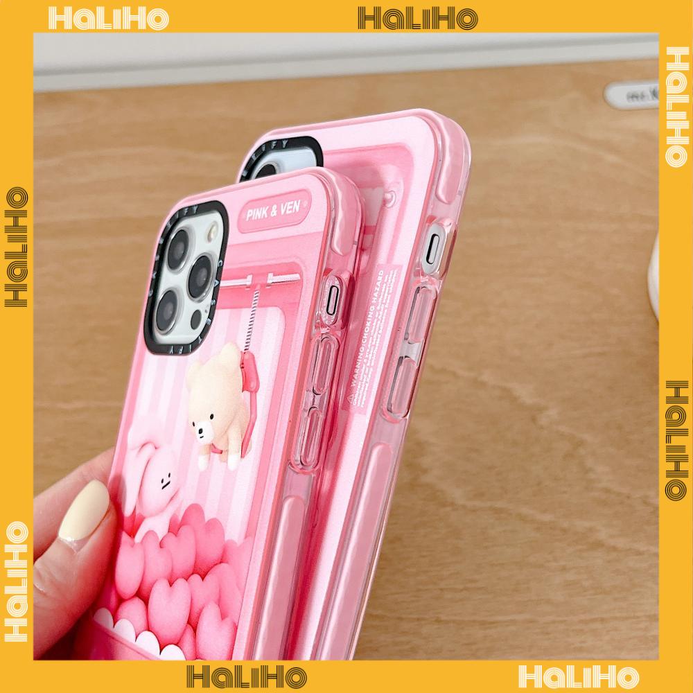 iPhone Case Thick Silicone Soft Case Clear Case Shockproof Camera Protection Pink Bear Cartoon Cute Compatible For iPhone 11 iPhone 13 Pro Max iPhone 12 Pro Max iPhone 7 Plus xr
