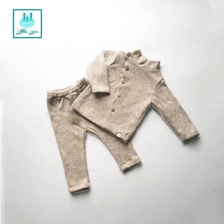 Bộ Cài Lệch Nỉ Len Lil Little Love
