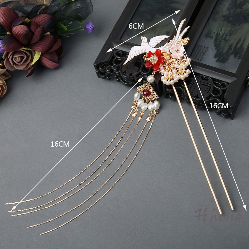 YADORNOS Trâm Cài Tóc Dáng Dài Đính Ngọc Trai Phong Cách Hán Phục Mới