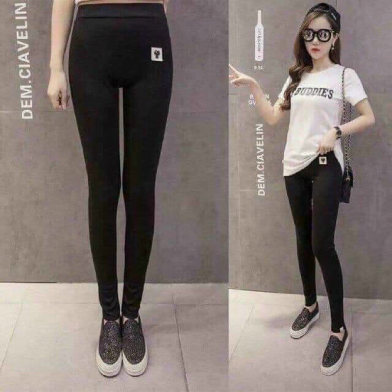 Quần legging mèo lót lông 2 màu đen-xám