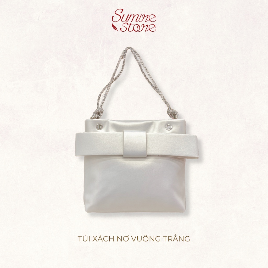 Sumire Store Túi xách nơ vuông trắng