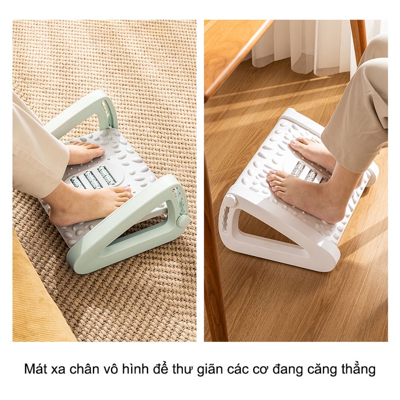 Gác chân văn phòng giúp bạn thư giãn mệt mỏi, Dụng cụ kê chân công thái học massage thông minh, chất liệu siêu bền