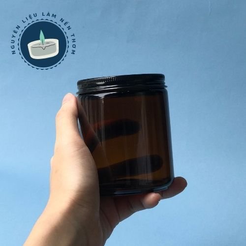 Hũ/Cốc thủy tinh màu nâu làm nến thơm 200g Hũ thủy tinh nâu nắp nhom Nguyên liệu làm nến thơm