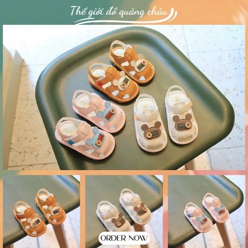 Giày tập đi dành cho cả bé trai và bé gái - In hình ngộ nghĩnh - Quai mềm, đế chống trơn trượt (A-207)