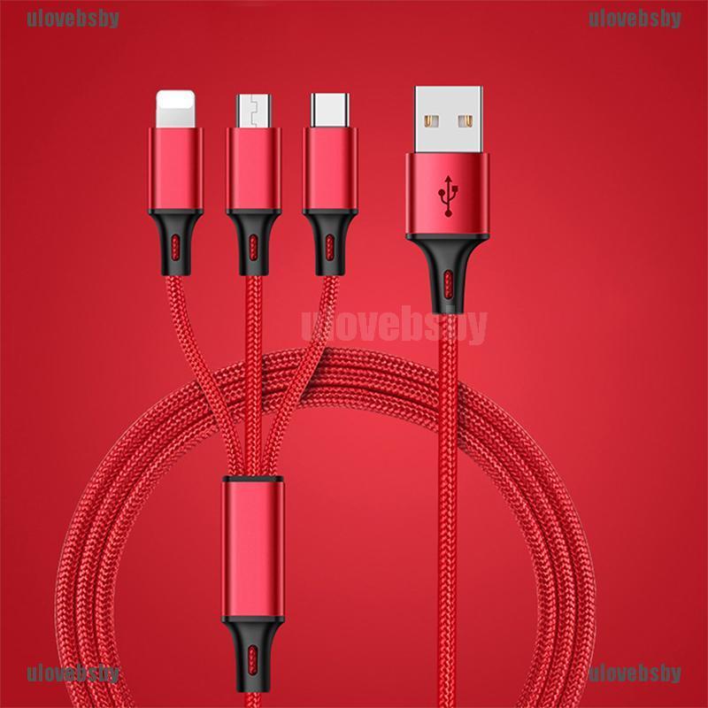 【ulovebsby】3 in 1 Multi Type-C Cable Micro USB Data Sync Fast Charging for iPh