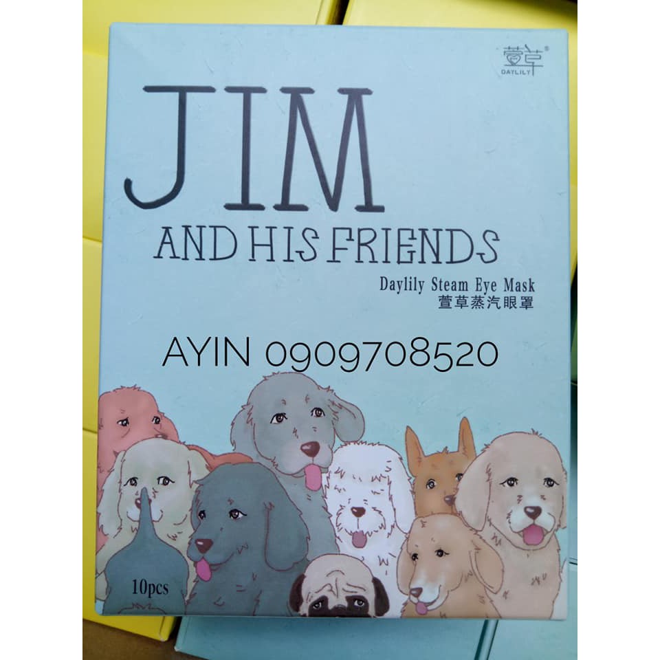 Mặt nạ mắt nóng Daylily Jim hình chú chó dễ thương thư giãn mắt - Hộp 10 miếng