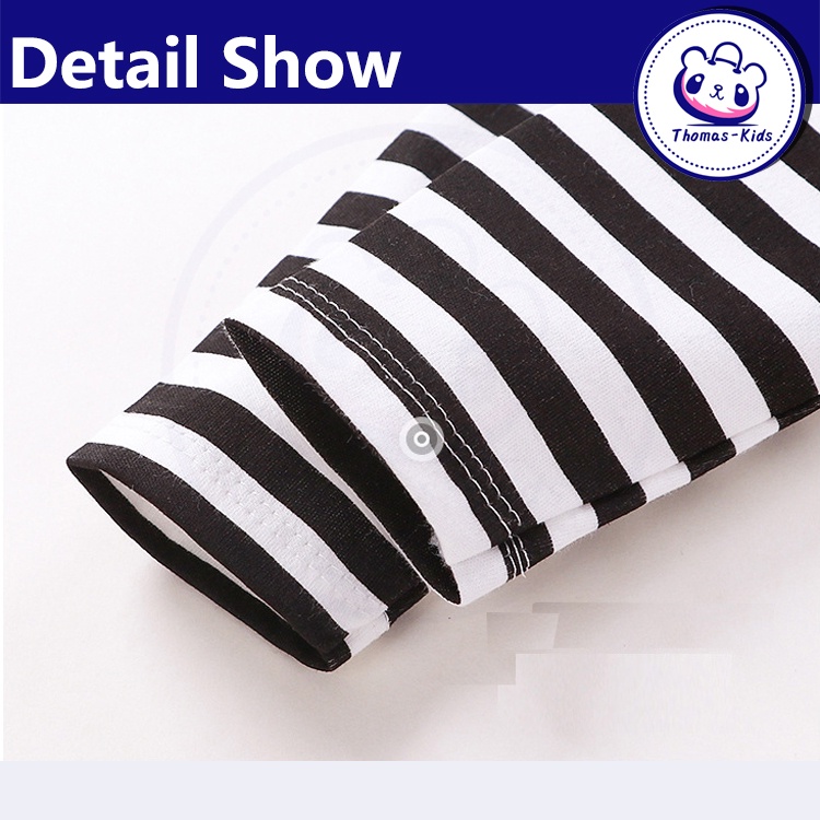 [THOMAS KIDS] Áo Thun Cotton Tay Dài Họa Tiết Sọc Thời Trang Dành Cho Bé Trai Và Bé Gái 1-6 Tuổi
