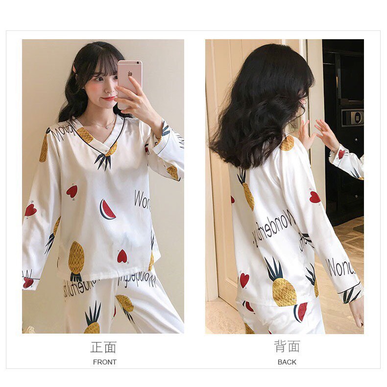 Bộ Đồ ngủ pijama nữ quần dài tay dài chất lụa cao cấp