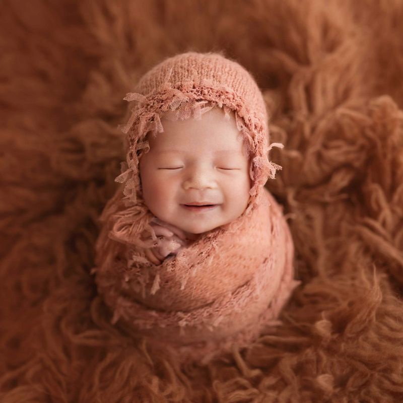 Bộ Khăn Quấn Vải Bông Siêu Mịn Dễ Thương Dùng Chụp Ảnh Cho Bé Sơ Sinh