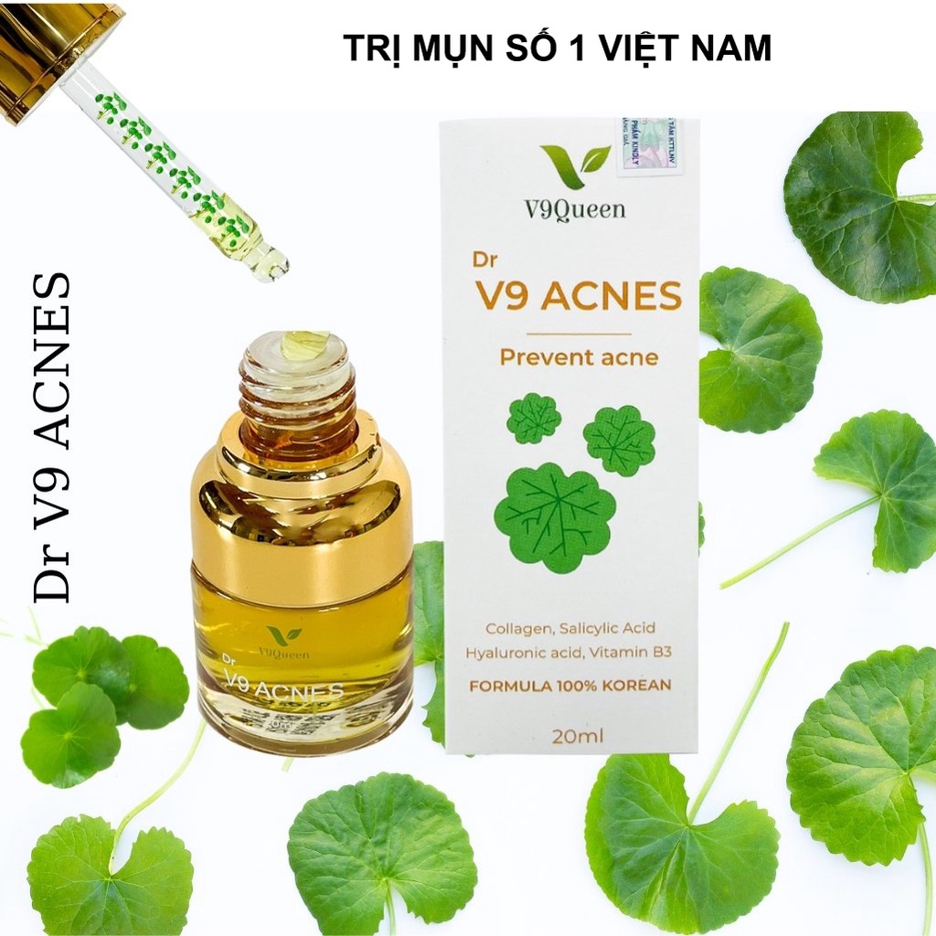 Serum giảm mụn mỹ phẩm cho bà bầu V9Queen tinh chất rau má mờ thâm dưỡng trắng da