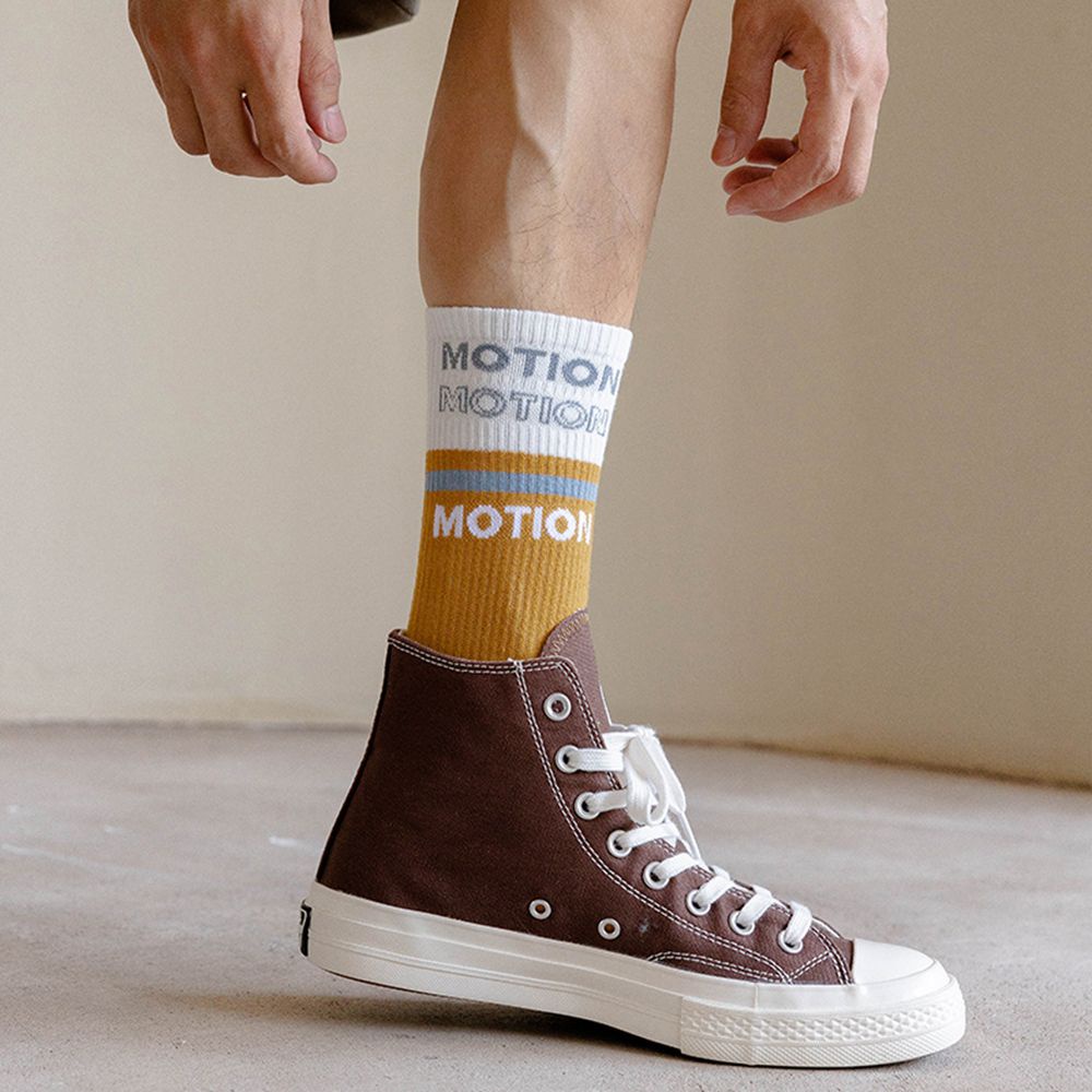 Vớ thể thao VANES1 bằng cotton thoáng khí thấm hút mồ hôi họa tiết kẻ sọc in chữ đơn giản cho nam