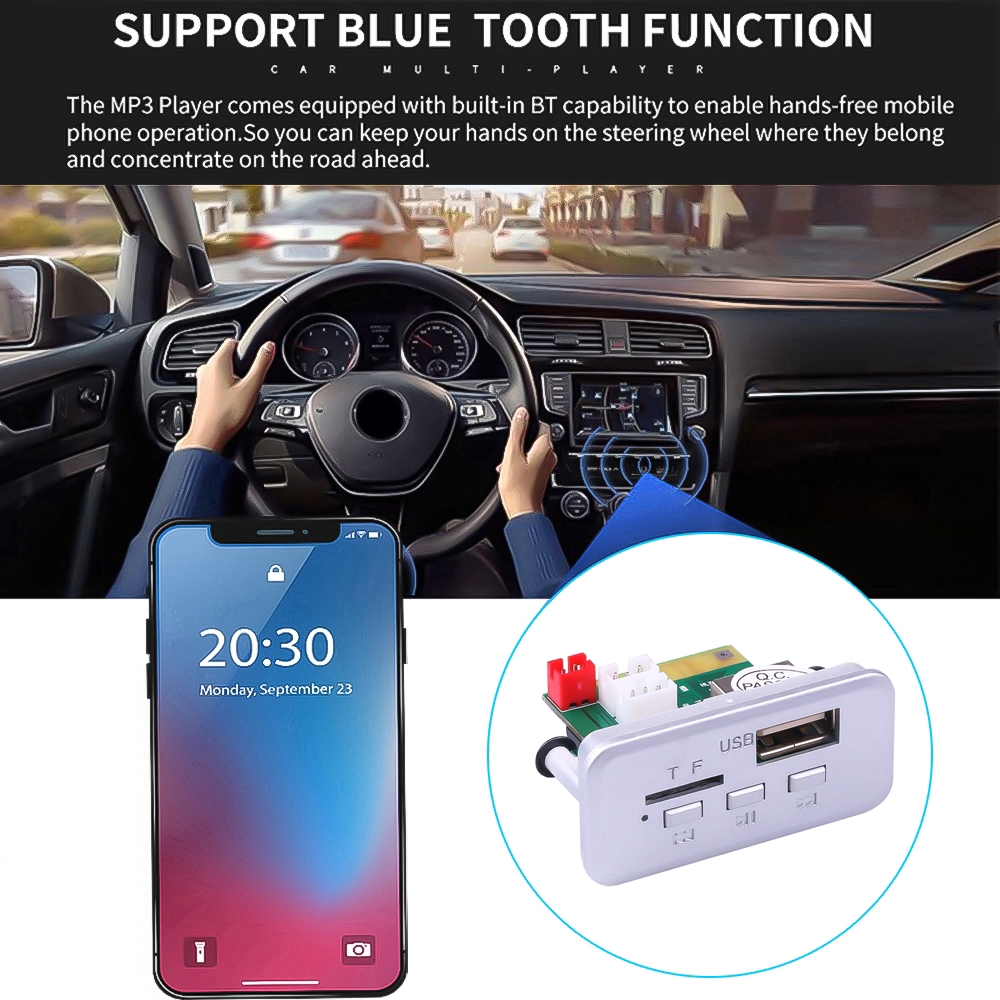 Mô-đun giải mã tín hiệu Bluetooth 5.0 cho máy nghe nhạc Mp3 hỗ trợ thẻ nhớ TF FM 12V