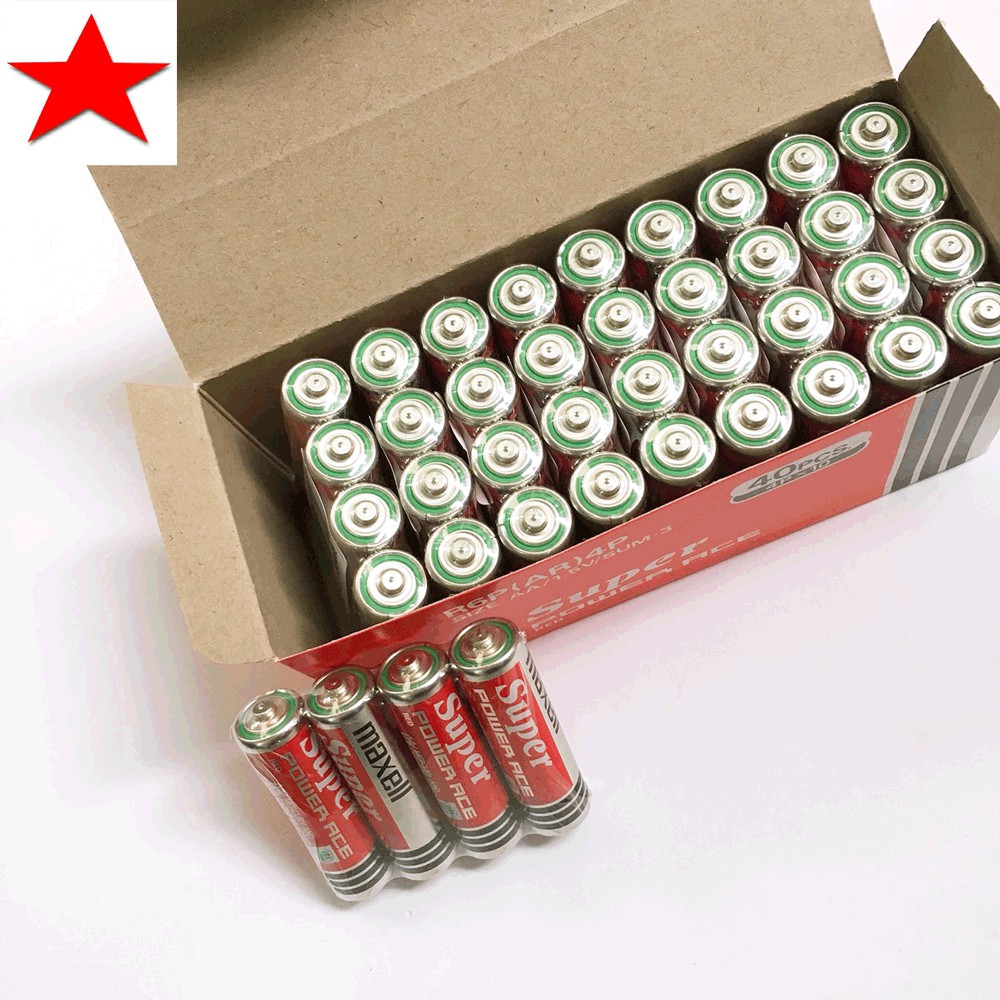 Hộp 40 Viên Pin AA Maxell Than Tiểu  cho camera thiết bị điện tử chuột không dây chính hãng