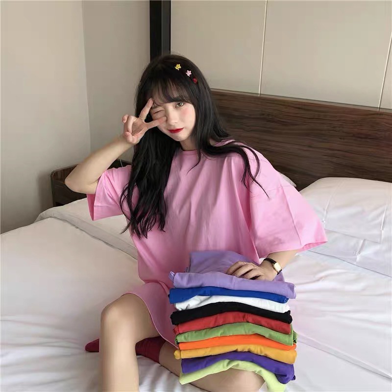 Áo thun tay lỡ trơn  Basic Tee  phông Unisex nam nữ tee oversize form rộng pull Ulzzang Streetwear Hàn Quốc vải mềm
