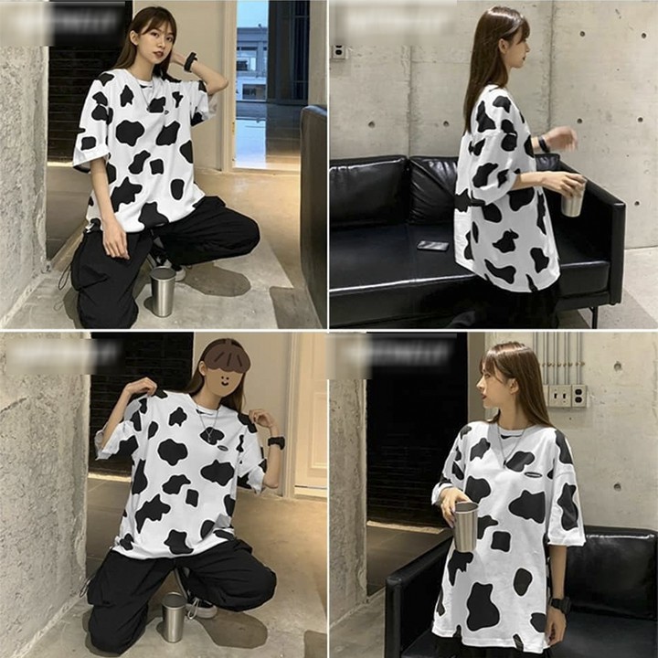 Áo Thun Bò Sữa  Áo thun tay lỡ form rộng Unisex 38-65kg Nam Nữ